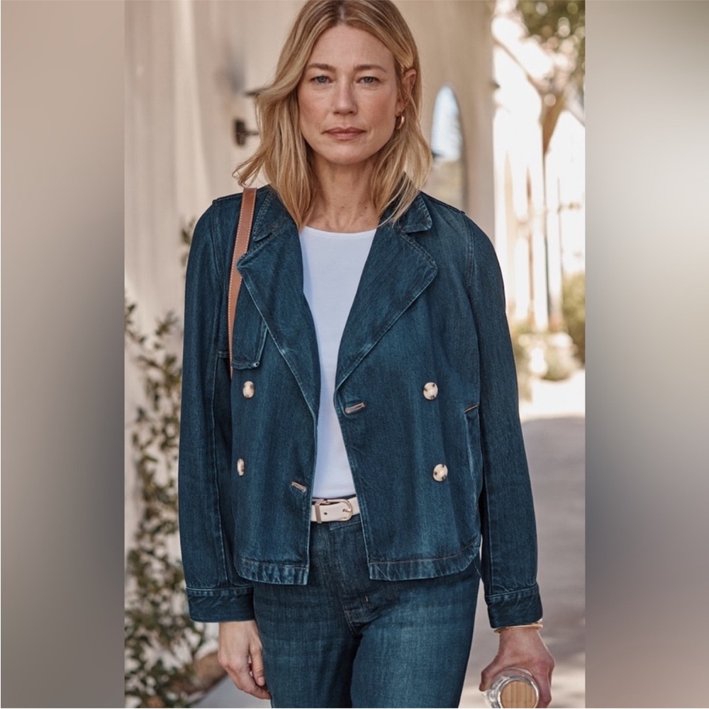 NWT J.JILL Short Denim Trench in Sorrento Wash